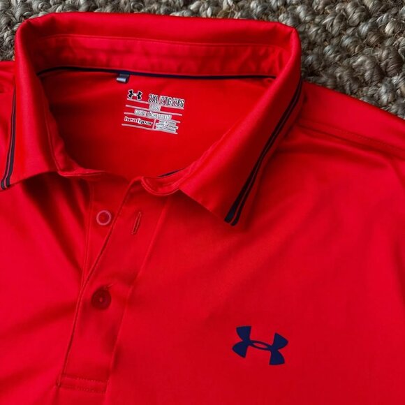 UA Under Armour Coldblack Men’s Polo Shirt Red (2XL) - Picture 2 of 5